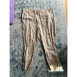 Lauren Ralph Lauren | 100% Linen Stretch-waist Pants w/ Pockets in Tan | 16